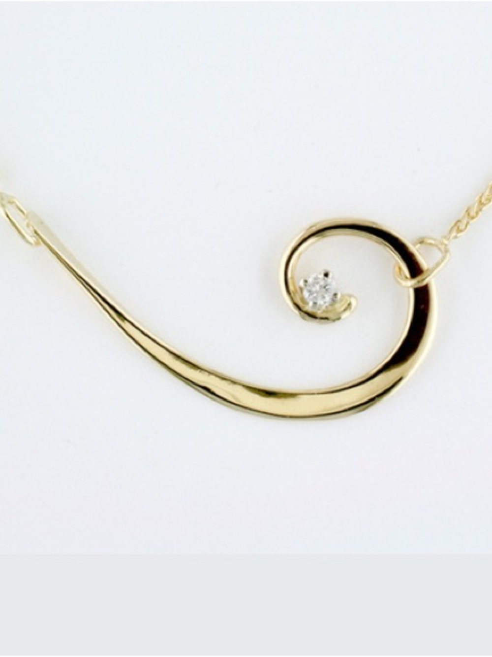 Tom Kruskal Spiral "Nautilus" Necklace - 14k Gold & Diamond 17”